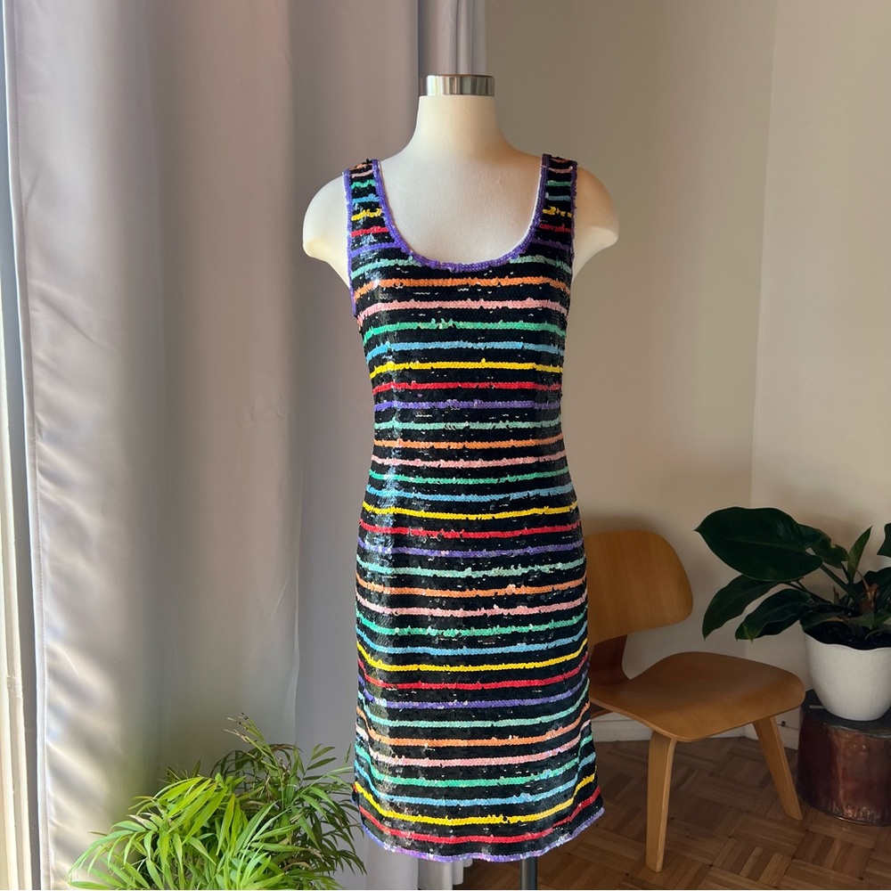 Vintage 80’s/ 90’s rainbow sequined dress. Deadstock with tag